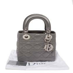 Dior Grey Cannage Satin Mini Lady Dior Tote