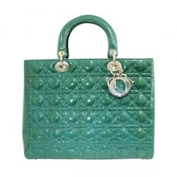 Dior Green Patent Leather Large Lady Dior Bag