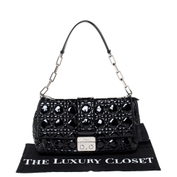 Pre Owned Dior Black Cannage Patent Leather New Lock Shoulder Bag