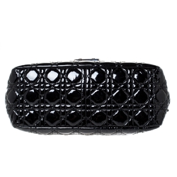 Pre Owned Dior Black Cannage Patent Leather New Lock Shoulder Bag