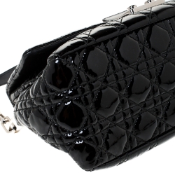 Pre Owned Dior Black Cannage Patent Leather New Lock Shoulder Bag