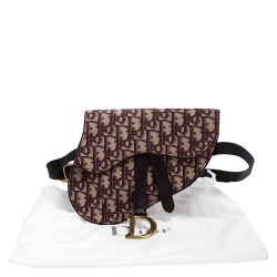 Pre Owned Dior Maroon Oblique Canvas and Leather Saddle Belt Bag