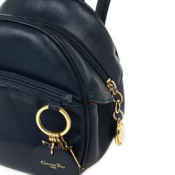 Pre Owned Christian Dior Vintage Navy Leather Mini Backpack