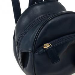 Pre Owned Christian Dior Vintage Navy Leather Mini Backpack