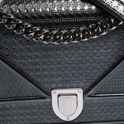 مملوكة مسبقًا Dior Metallic Grey Patent Leather Medium Diorama Shoulder Bag