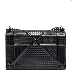 مملوكة مسبقًا Dior Metallic Grey Patent Leather Medium Diorama Shoulder Bag