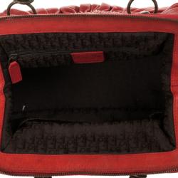 Pre Owned Christian Dior Plisse Large Pleated Red Lambskin Leather Handbag 