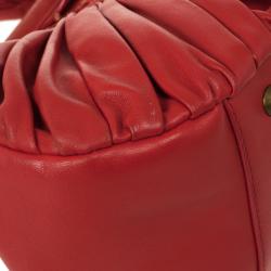 Pre Owned Christian Dior Plisse Large Pleated Red Lambskin Leather Handbag 