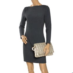 مملوكة مسبقًا Dior Metallic Gold Cannage Leather Lady Dior Clutch
