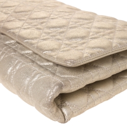 مملوكة مسبقًا Dior Metallic Gold Cannage Leather Lady Dior Clutch