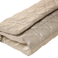 مملوكة مسبقًا Dior Metallic Gold Cannage Leather Lady Dior Clutch