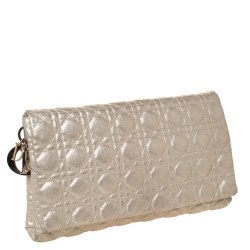 مملوكة مسبقًا Dior Metallic Gold Cannage Leather Lady Dior Clutch