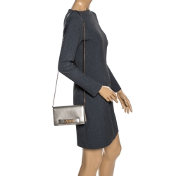 Pre Owned Dior Metallic Leather J'adior Wallet on Chain