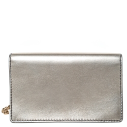 Pre Owned Dior Metallic Leather J'adior Wallet on Chain
