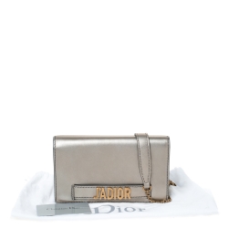 Pre Owned Dior Metallic Leather J'adior Wallet on Chain