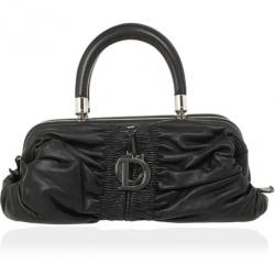 Pre Owned Christian Dior Black Lambskin Karenina Small Frame Tote Bag