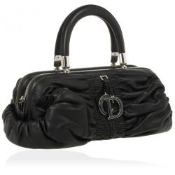 Pre Owned Christian Dior Black Lambskin Karenina Small Frame Tote Bag