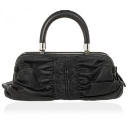 Pre Owned Christian Dior Black Lambskin Karenina Small Frame Tote Bag