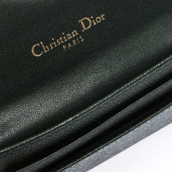 Pre Owned Dior Deep Green Leather Saddle Card Holder