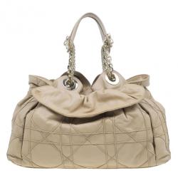 مملوكة مسبقًا Dior Beige Lambskin Cannage Le Trente Hobo