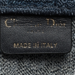 Pre Owned Dior Blue Oblique Embroidered Denim Book Tote