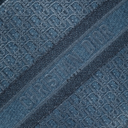 Pre Owned Dior Blue Oblique Embroidered Denim Book Tote