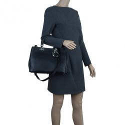 Pre Owned Dior Black Calfskin Medium Diorissimo Shopper Tote