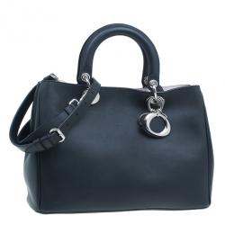 Pre Owned Dior Black Calfskin Medium Diorissimo Shopper Tote