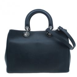 Pre Owned Dior Black Calfskin Medium Diorissimo Shopper Tote