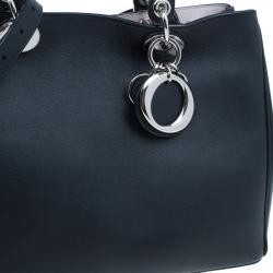 Pre Owned Dior Black Calfskin Medium Diorissimo Shopper Tote