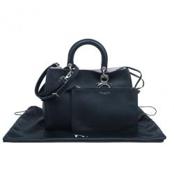 Pre Owned Dior Black Calfskin Medium Diorissimo Shopper Tote