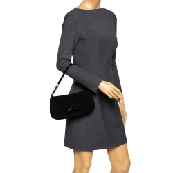 Pre Owned Dior Black Suede and Patent Leather Malice Shoulder Bag