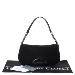 Pre Owned Dior Black Suede and Patent Leather Malice Shoulder Bag