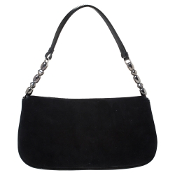 Pre Owned Dior Black Suede and Patent Leather Malice Shoulder Bag