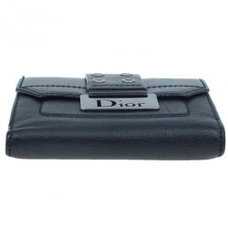 مملوكة مسبقًا Dior Black Leather Chic Compact Wallet