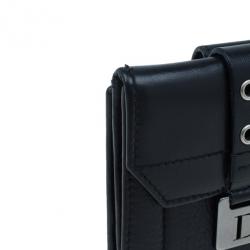 مملوكة مسبقًا Dior Black Leather Chic Compact Wallet