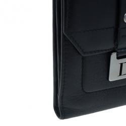 مملوكة مسبقًا Dior Black Leather Chic Compact Wallet