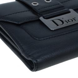 مملوكة مسبقًا Dior Black Leather Chic Compact Wallet