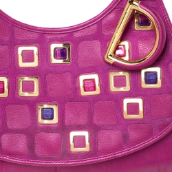 مملوكة مسبقًا Dior Magenta Leather Jeweled Flap Hobo