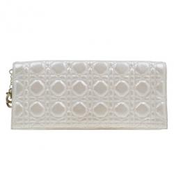 Pre Owned Dior Metallic Gold Leather Cannage Folded Clutch