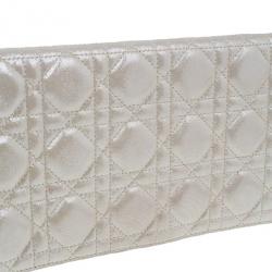 Pre Owned Dior Metallic Gold Leather Cannage Folded Clutch