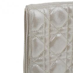 Pre Owned Dior Metallic Gold Leather Cannage Folded Clutch