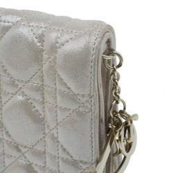 Pre Owned Dior Metallic Gold Leather Cannage Folded Clutch