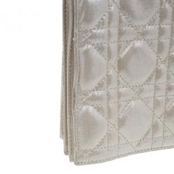 Pre Owned Dior Metallic Gold Leather Cannage Folded Clutch