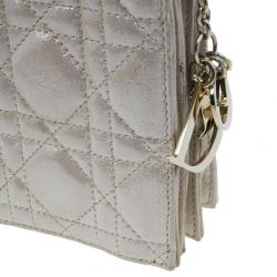 Pre Owned Dior Metallic Gold Leather Cannage Folded Clutch