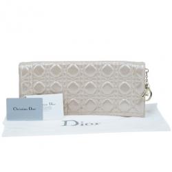 Pre Owned Dior Metallic Gold Leather Cannage Folded Clutch