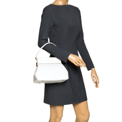 Pre Owned Dior White Leather Babe Vanity Top Handle Bag
