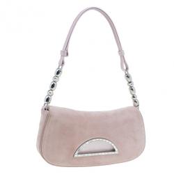 Pre Owned Dior Pink Suede Maris Pearl Shoulder Bag