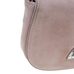 Pre Owned Dior Pink Suede Maris Pearl Shoulder Bag