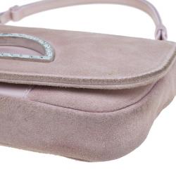 Pre Owned Dior Pink Suede Maris Pearl Shoulder Bag